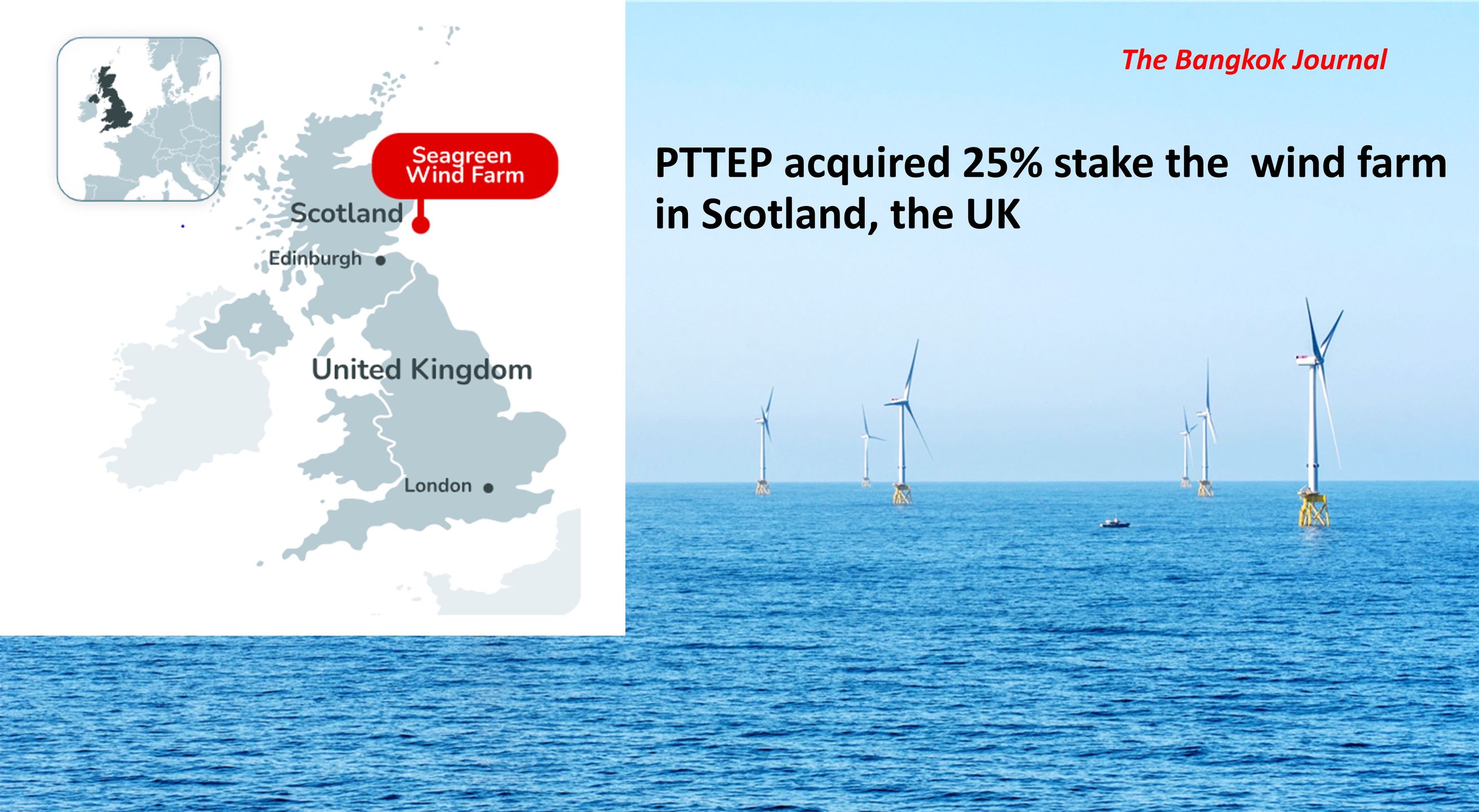 PTTEP acquired 25% stake the wind farm in Scotland