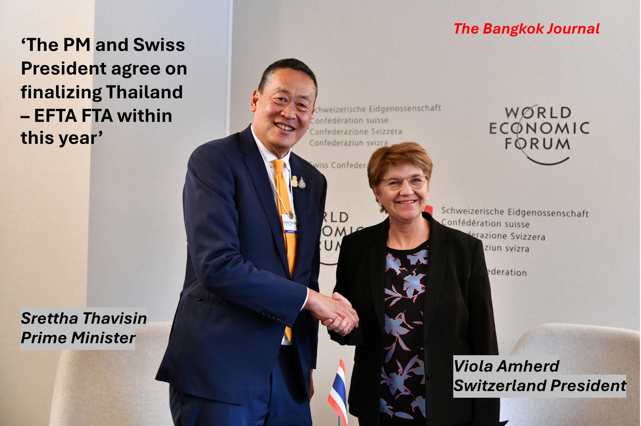 The PM and Swiss President agree on finalizing Thailand – EFTA FTA